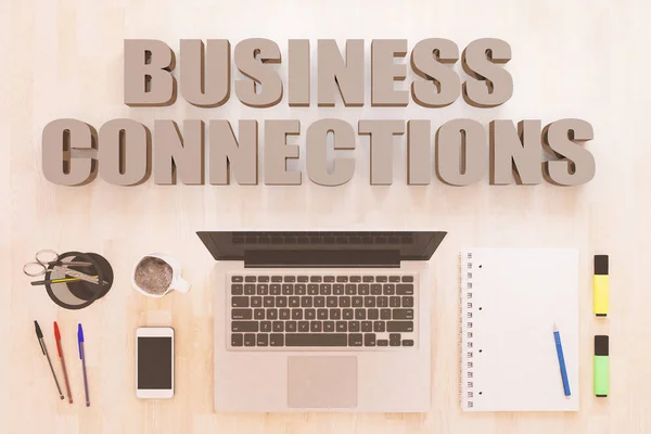 Business Connections Concept Texte Avec Ordinateur Portable Smartphone Ordinateur Portable — Photo