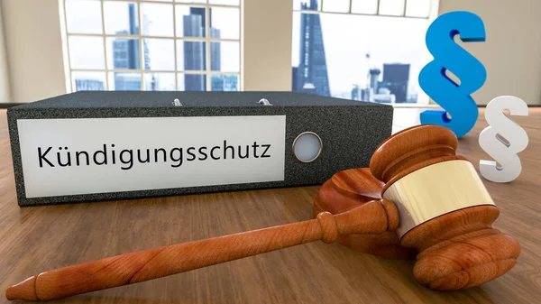 Kuendigungsschutz Német Szó Elbocsátás Elleni Védelemre Szöveg Fájl Mappában Bírósági — Stock Fotó