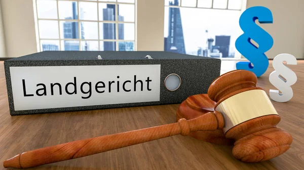 Landgericht German Word District Court Text File Folder Court Hammer — Stock Photo, Image