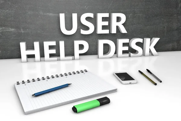 Help Desk Utente Concetto Testo Con Lavagna Notebook Penne Telefono — Foto Stock