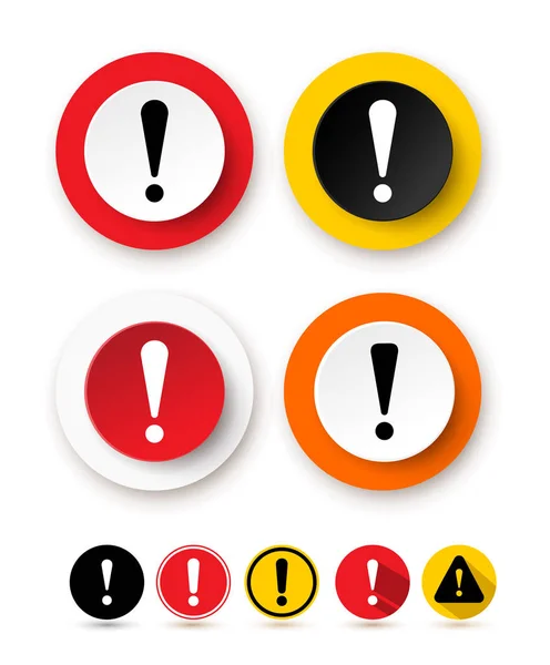 Set Exclamation Mark Icon Hazard Warning Symbol Attention Sign Icon — Stock Vector