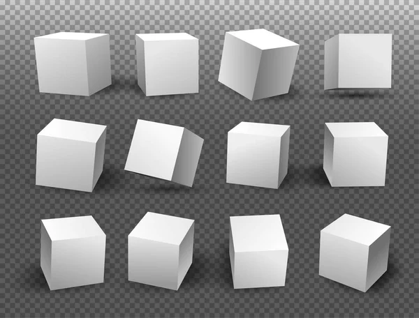 Ensemble Blocs Blancs Modélisation Cubes Blancs Illustration Vectorielle Isolé Sur — Image vectorielle