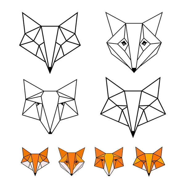 Fox Geometrik Şekiller Kümesi Düz Çizgiler Üçgenler Mimari Tasarım Bir — Stok Vektör