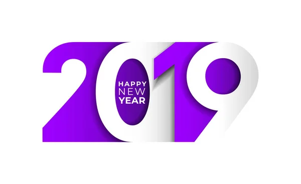 Feliz Año Nuevo 2019 Patrón Tipografía Diseño Texto Número Púrpura — Vector de stock