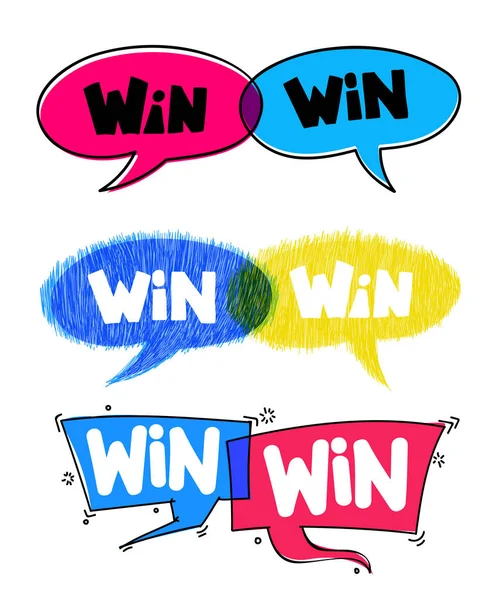 Set Win Win Business Concept Drawn Hand Vector Illustration Isolated — Stock Vector