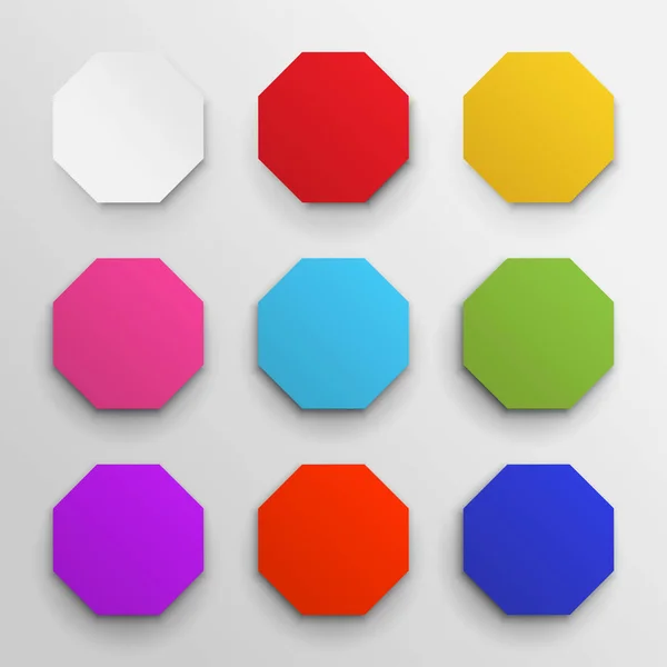 Conjunto Color Octágono Icono Pack Geometría Octogonal Colorido Ocho Lados — Archivo Imágenes Vectoriales