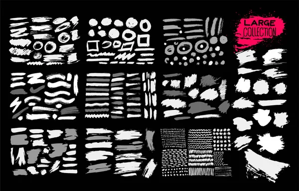 Giant Set Black Brush Strokes Paint Ink Brushes Lines Grunge — Stock Vector