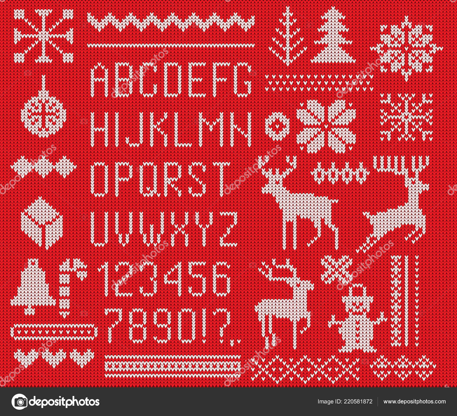 Set Knitted Font Elements Borders Christmas New Year Winter Design Stock Vector Image By C Artkovalev 220581872