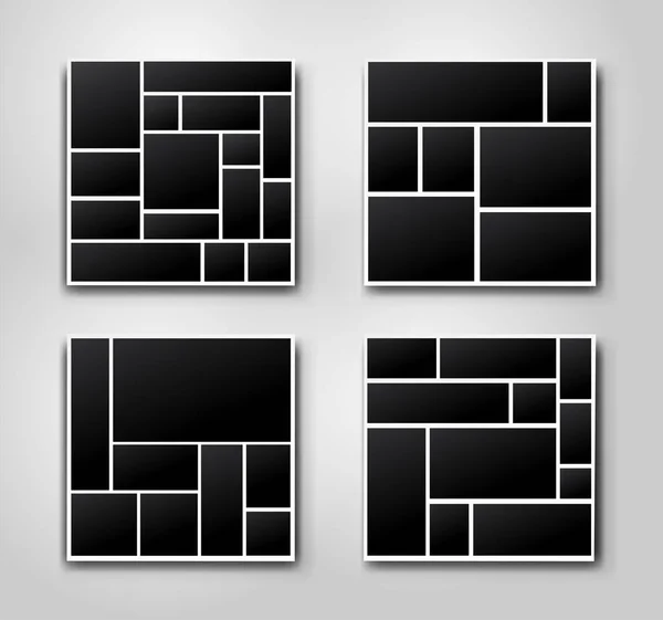 Verzameling Van Sjablonen Foto Collage Fotoframes Voor Foto Foto Montage — Stockvector