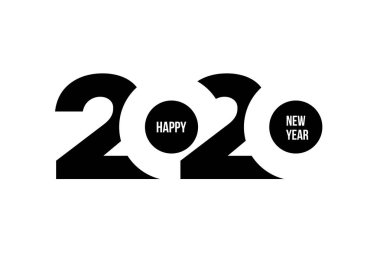 Mutlu yeni yıl 2020 logo metin tasarım. İş günlüğü dileklerimle 2020 için kapak. Broşür tasarım şablonu, kartı, banner. Vektör çizim. Beyaz arka plan üzerinde izole.