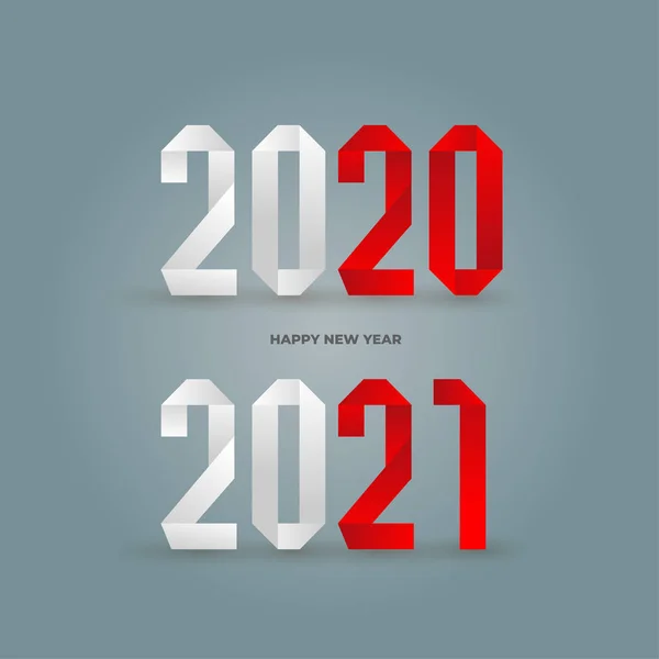 Новый 2020 2021 Год Набор Бумажных Открыток Стиле Оригами Идеально — стоковый вектор
