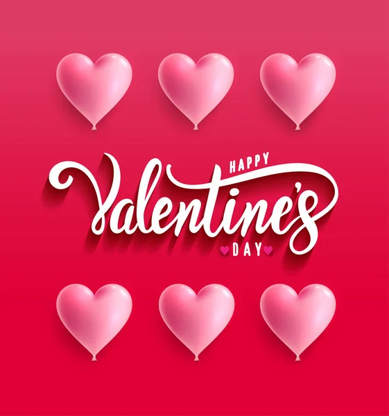 Šťastný Valentines Den Ruce Nápis Romantická Nabídka Pohlednice Karta Pozvánka — Stockový vektor