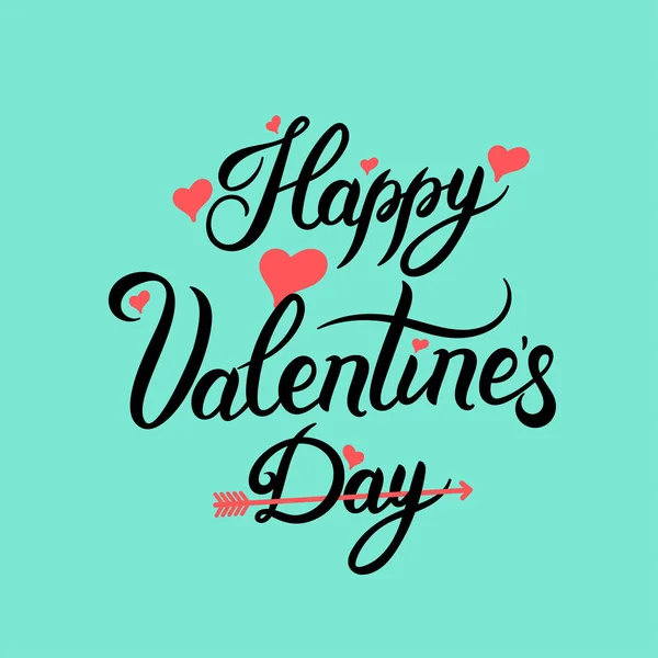Boldog Valentin Napot Kártya Kézzel Rajzolt Betűkkel Ecset Romantikus Idézet — Stock Vector