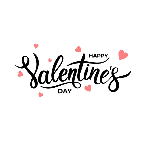 Щасливий День Святого Валентина Типографіка Плакат Каліграфії Рукописний Текст Серця — стоковий вектор