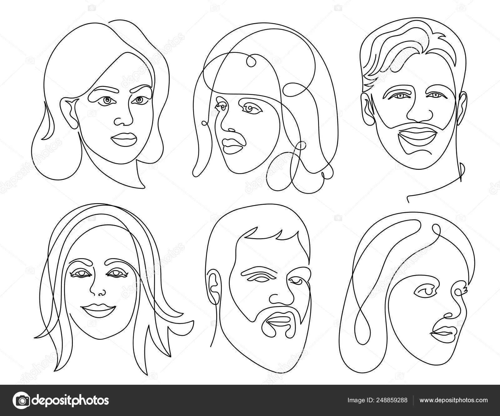 Set Of Abstract Face One Line Drawing Portrait Man And Woman Minimalist Style Vector Illustration Isolated On White Background Vector Image By C Artkovalev Vector Stock Set Of Abstract Face One Line Drawing Portrait Man And Woman Minimalist Style Vector Illustration Isolated On White Background Vector Image By C Artkovalev Vector Stock