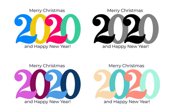 Ευτυχισμένο το νέο έτος 2020. Εξώφυλλο του λογότυπο καρτών για το 2020. Σύνολο εικονογράφηση φορέα. Απομονωμένα σε λευκό φόντο. — Διανυσματικό Αρχείο