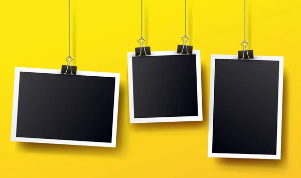 Набор рамок для фотографий. Рисунок Detailed Photo Icon Design Векторная изоляция на желтом фоне . — стоковый вектор