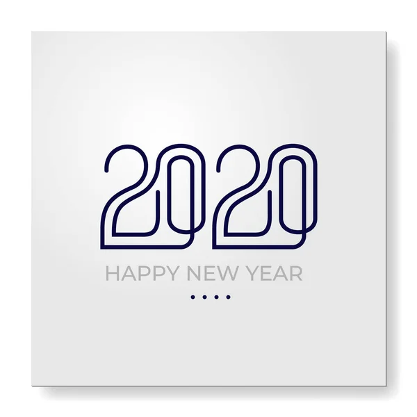 2020新年快乐贺卡。徽标编号 2020 和浅色背景上的文本。矢量插图。在白色背景上隔离. — 图库矢量图片