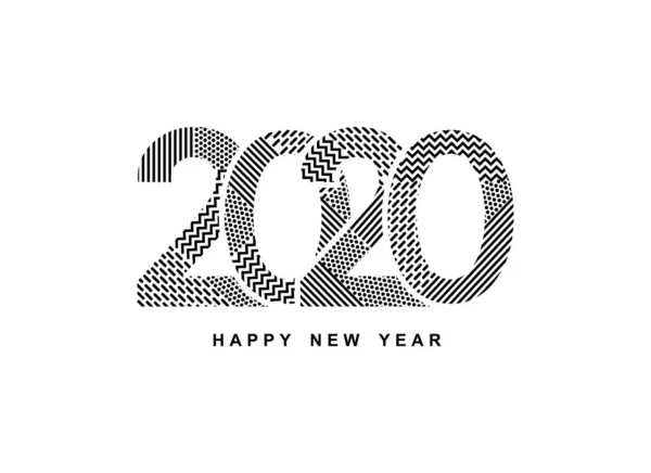 2020 logo gelukkig Nieuwjaar. Wenskaart met inscriptie 2020 voor uw layout flyers en wenskaart of kerst thema uitnodigingen. Vector illustratie. Geïsoleerd op witte achtergrond. — Stockvector