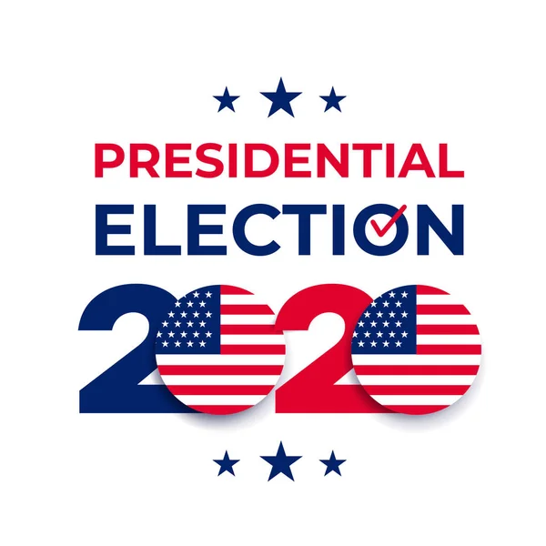 Bannière de l'élection présidentielle des États-Unis 2020. Logo design. Bannière électorale Vote 2020 avec Patriotic Stars. Illustration vectorielle. Isolé sur fond blanc — Image vectorielle