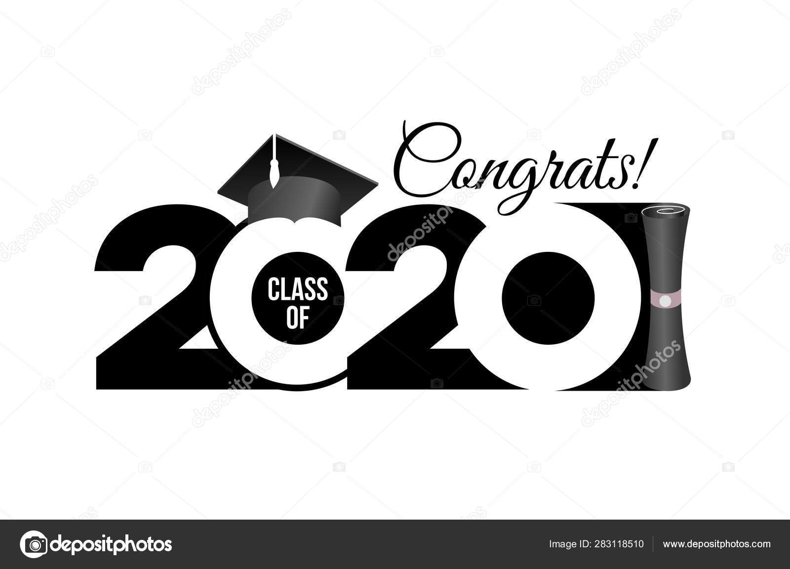 Lettering Class 2020 Greeting Invitation Card Text Graduation Design
