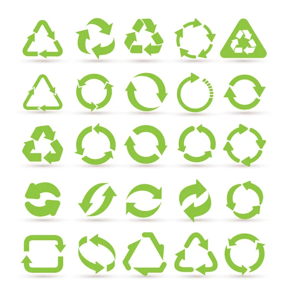 Duża kolekcja ikona recycle. Recykling recyklingu symbol. Ilustracja wektorowa. Izolowane na białym tle. — Wektor stockowy