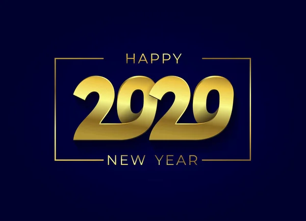 Felice anno nuovo 2020 banner con iscrizione dorata. Copertura del bus — Vettoriale Stock