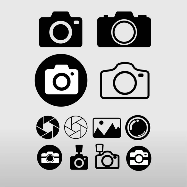 Fotoapparat Flache Bauweise Dünne Kameraschilder Für Design Logo Visitenkarte Usw — Stockvektor