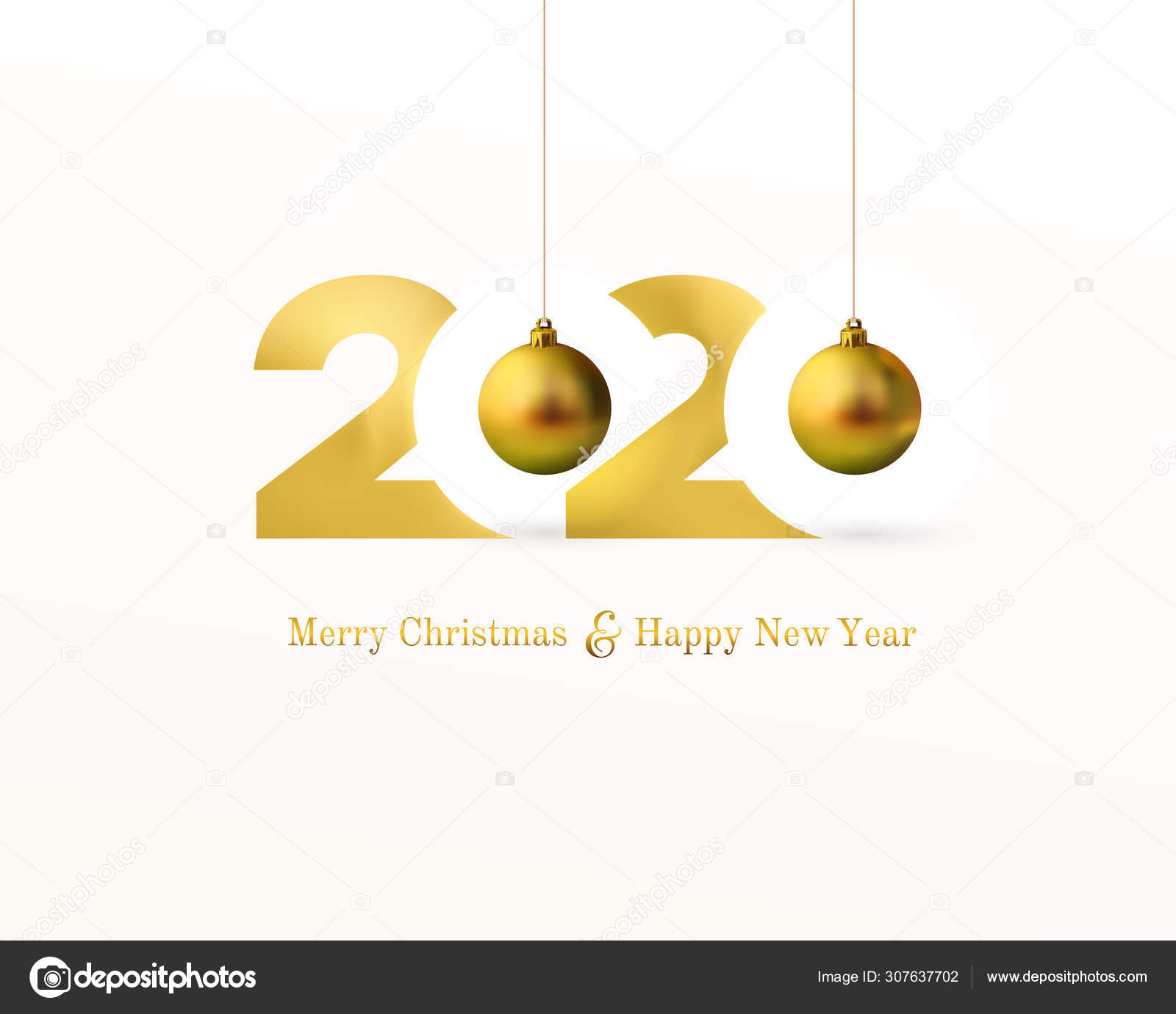 Gold 2020 Happy New Year Merry Christmas Greeting Card Festive — Stock Vector © artkovalev ...