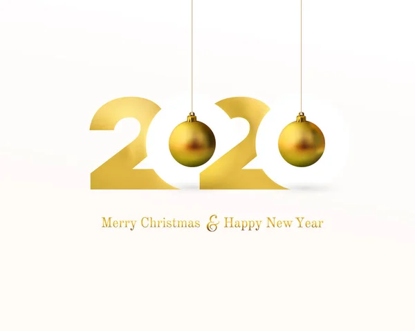 Gold 2020 Feliz Año Nuevo Feliz Navidad Tarjeta Felicitación Navidad — Vector de stock