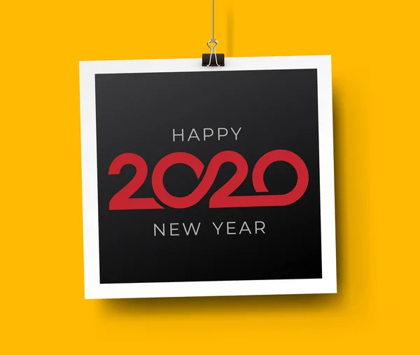 Gott nytt år 2020 text design. Cover på Business Diary för 2020 med önskemål. Broschyr formgivningsmall, kort, banner. Vektor illustration. Isolerad på gul bakgrund. — Stock vektor