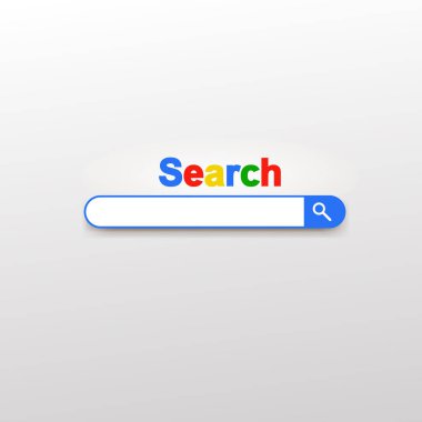 Eleman tasarım arama çubuğu sitesi. Arama motoru şablonu. Vektör illüstrasyon. Beyaz arka planda yalıtılmış.