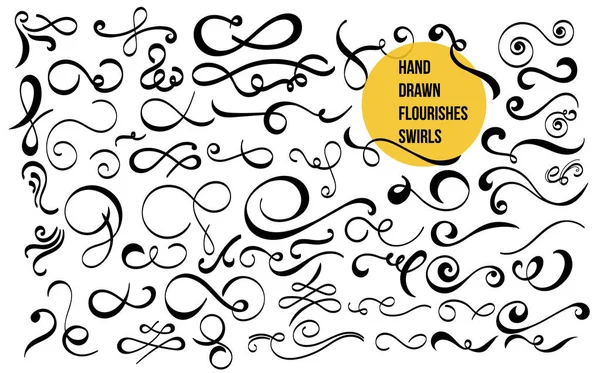 Uppsättning Hand Dras Blomstrar Swirls Text Avdelare Bröllop Inredning Designelement — Stock vektor