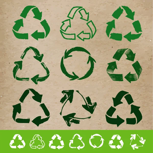 Set Van Hergebruik Verminderen Recyclen Poster Ontwerp Bevat Hergebruik Groen — Stockvector