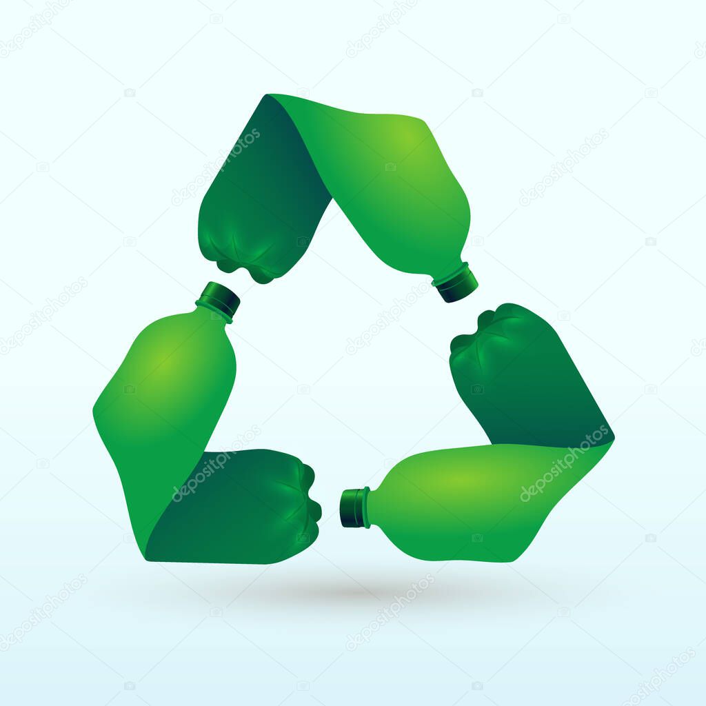 Recycle plastic bottle. Pet recycling eco icon. Flat design recycle icon page symbol for your website, logo, app, UI. Vector illustration. Isolated on white background.