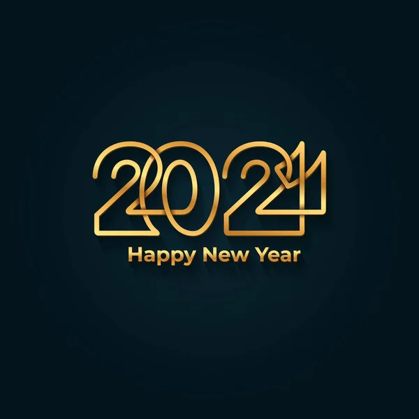 2021年新年快乐 金光闪闪的金光闪闪的数字矢量图解 与蓝色背景隔离 — 图库矢量图片