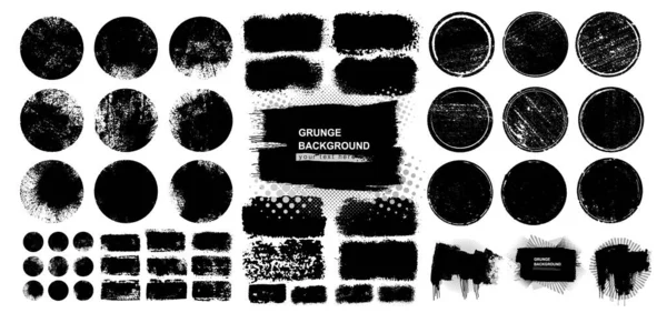 Συλλογή Από Μαύρα Γραμματόσημα Grunge Κύκλους Και Ορθογώνια Λευκά Σχήματα — Διανυσματικό Αρχείο