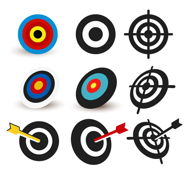 Set Business Aim Icon Colored Black White Targeting Icon Vector — Stock Vector