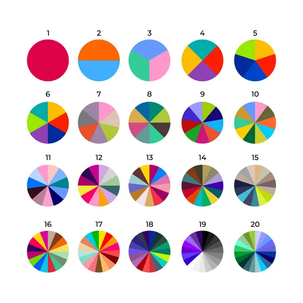 Ensemble Cercles Segmentés Différents Nombres Secteurs Divisent Cercle Parties Égales — Image vectorielle