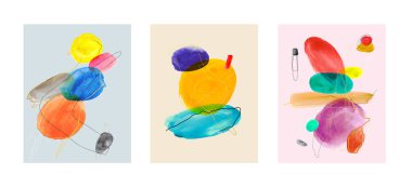 Duvar dekorasyonu, kartpostal ya da broşür, pankart, tebrik kartı, poster ya da baskı için çizilmiş yaratıcı minimalist el resimleri. Vektör çizimi. Beyaz arkaplanda izole