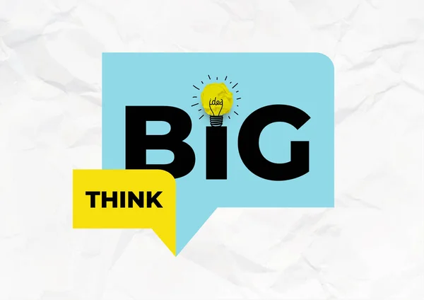 Citação Motivacional Inspiradora Think Big Papel Amarelo Amassado Forma Uma —  Vetores de Stock