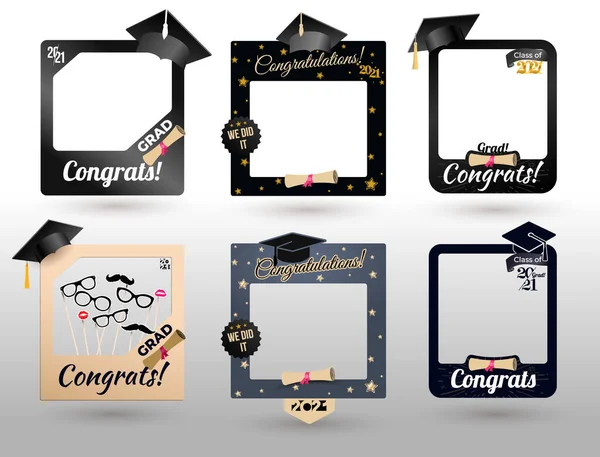 Conjunto Grande Accesorios Cabina Fotos Fiesta Graduación Concepto Selfie Marco — Archivo Imágenes Vectoriales