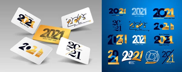 Grand Ensemble 2021 Happy New Year Logo Conception Texte Modèle — Image vectorielle