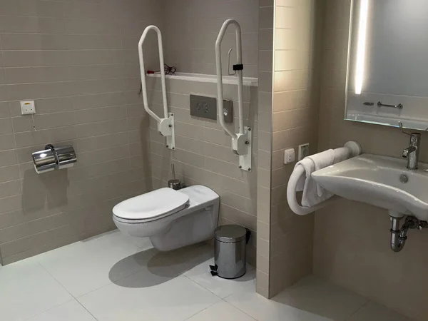 Engelli erişim banyo bir tuvalet ile kapmak barlar