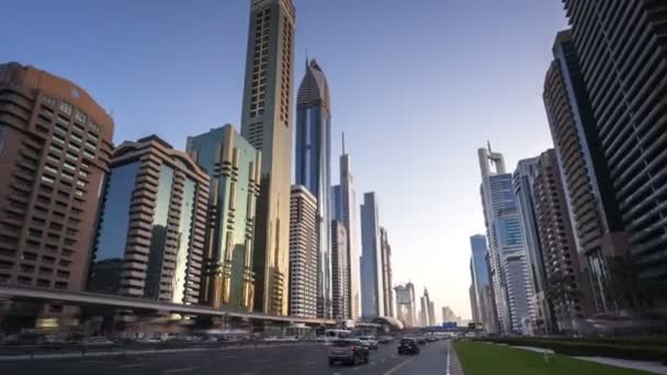 Hyperlapse Dubai Sheikh Zayed Road Emirados Árabes Unidos — Vídeo de Stock