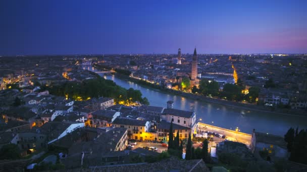 Sunset Aerial View Verona Italy — Stock Video