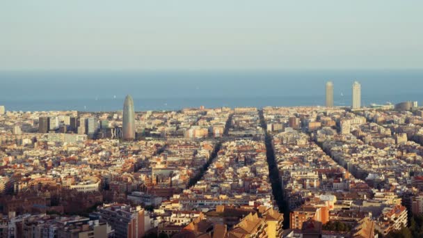 Timelapse Ηλιοβασίλεμα Βαρκελώνη Ισπανία — Αρχείο Βίντεο