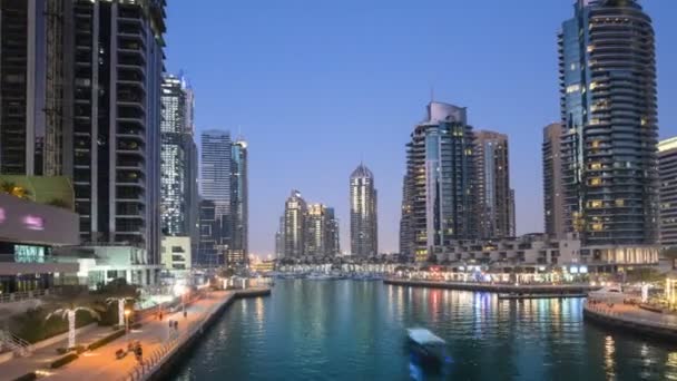 Hiperlapso Del Atardecer Dubai Marina Emiratos Árabes Unidos — Vídeo de stock