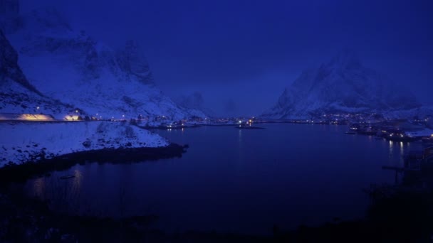 Vinter Reine Village Lofoten Öarna Norge — Stockvideo