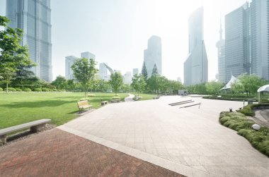 Lujiazui finans merkezine park et, Şangay, Çin